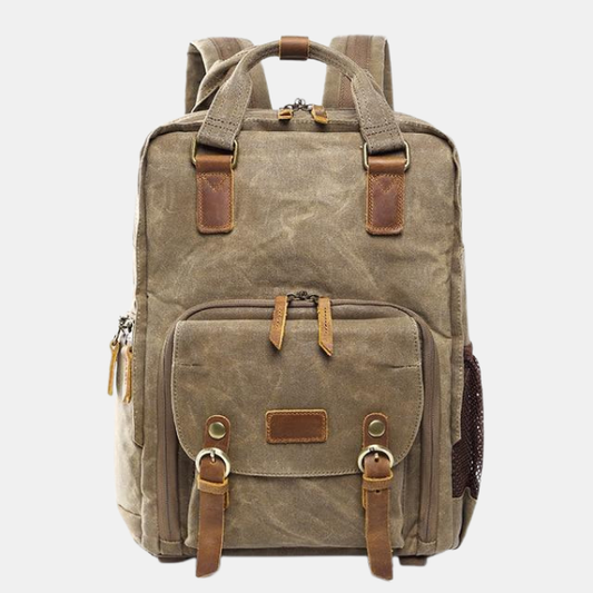 Vandtæt voksbehandlet lærredskamera-rygsæk – Holdbar, vejrbestandig opbevaring til fotografer Camera Bags & Cases Tech Butik Khaki