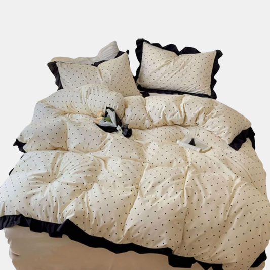 Elegant Sengetøjssæt med Prikker – Blødt, Stilfuldt & Vintage-Inspireret Bed Sets Tech Butik Polka Dot Enkelt