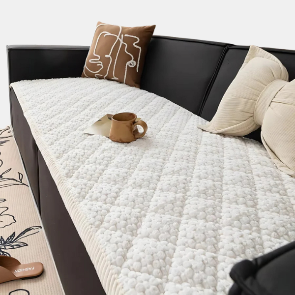Kæledyrssikker Tekstureret Quiltet Sofa­beskytter – Holdbar Skærm mod Ridser, Pels og Spild Sofa Covers Tech Butik Elfenben lyksalighed 70 cm x 70 cm