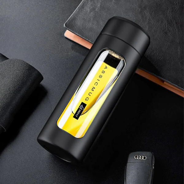 Dobbelvægget Glas Vandflaske med Låg – Isoleret Bærbar Tekop og Kaffekop kitchen accessory Tech Butik