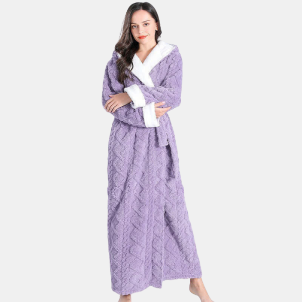 Elegant Lang Hættebadekåbe – Varm og Luksuriøs Komfort til Ultimativ Afslapning Bathrobes Tech Butik Lilla M