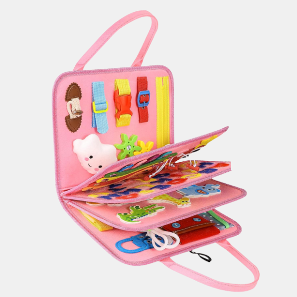 Montessori Busy Board til Småbørn – Sanselig Læring & Finmotorisk Legetøj Toys Tech Butik Lyserød