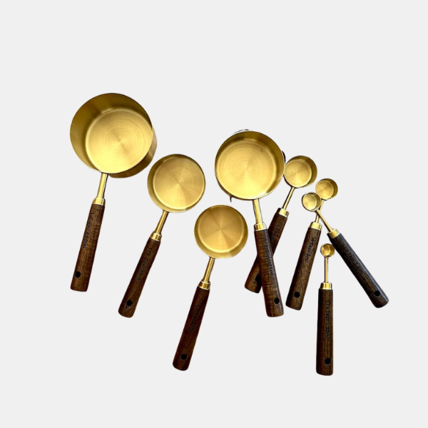 Rustikt Træ Målebestsik Sæt – Målebægre & Måleskeer til Præcis Madlavning Measuring Tools Tech Butik Fuldt sæt