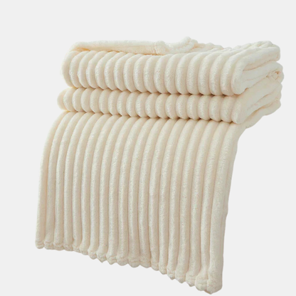 Bredstribet Flanel Fleece Tæppe – Blødt, Varmt og Ultra-Hyggeligt Cotton Blankets Tech Butik Lys gul 100x150cm