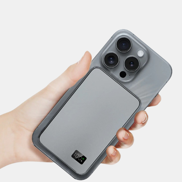 Ultra-Tynd Ekstern Batteripakke – Hurtig Magnetisk Trådløs Oplader med LED-Display Power Banks Tech Butik