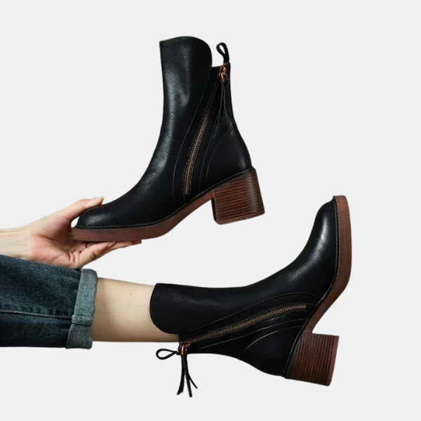 Dame Læder Ankelstøvler – Elegant og Åndbar Forårslook Women Boots Tech Butik Sort 36