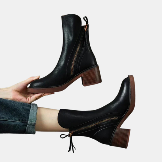 Dame Læder Ankelstøvler – Elegant og Åndbar Forårslook Women Boots Tech Butik Sort 36