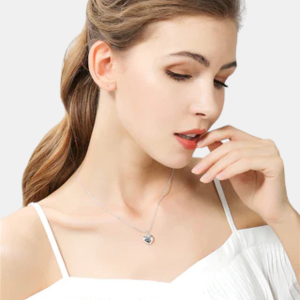 Sølv Hjertevedhæng Halskæde på Glat Slangekæde Necklace Tech Butik