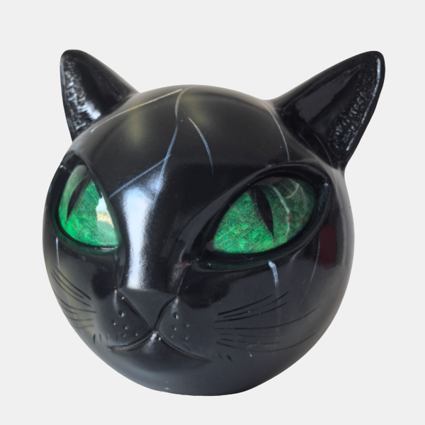 Mystisk Kattehovedkunst – Fortryllende Skulptur til Unikke Interiører Sculptures Tech Butik Grøn