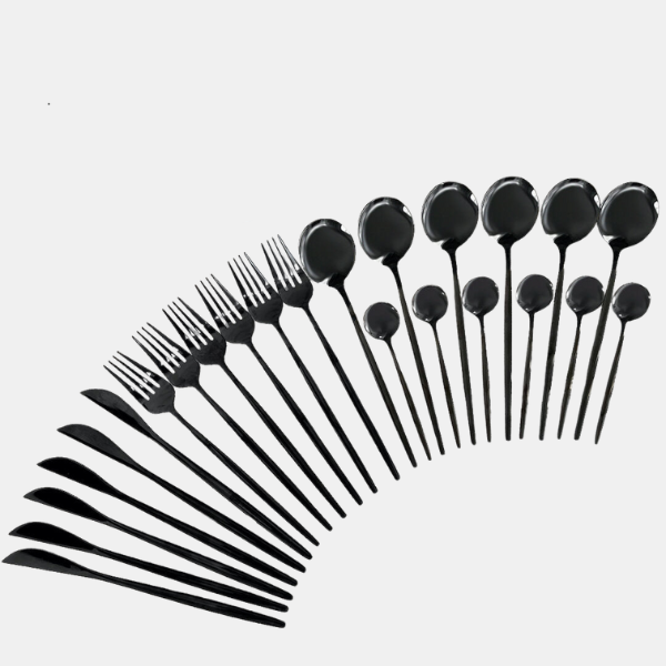 Minimalistisk Sort Bestiksæt – Holdbare & Chic Spiseredskaber Flatware Tech Butik