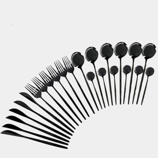 Minimalistisk Sort Bestiksæt – Holdbare & Chic Spiseredskaber Flatware Tech Butik