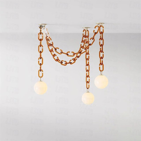 Moderne Glas-Kæde Pendellampe – Stilfuld LED Lysekrone til Hjemmet Lamps & Lighting Tech Butik Orange 1H 5 spænder Varmt Lys
