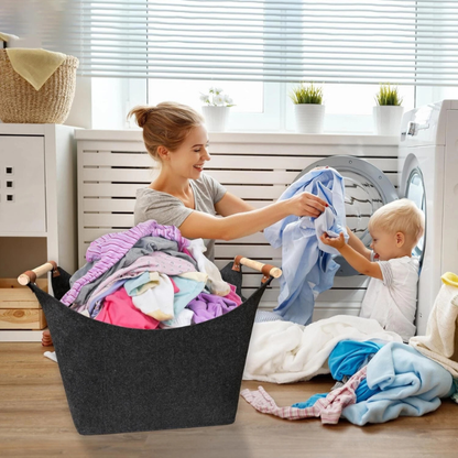 Sammenklappelig Brænde Kurv – Stilfuld med Træhåndtag & Læderdetaljer Home Tech Butik