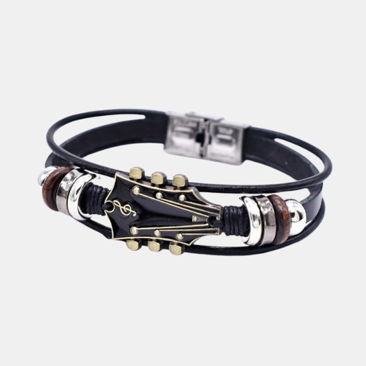 Guitar Læderarmbånd – Stilfuldt Tilbehør til Musikelskere Bracelets Tech Butik Sort