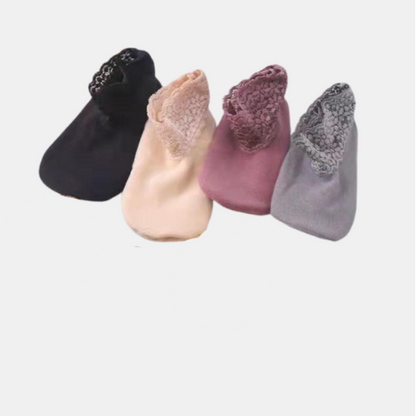 Moderigtige Blondevarmesokker – Elegant Varme og Komfort Socks Tech Butik Pink+sort+grå+beige [4 par]