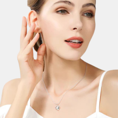 Sølv Hjertevedhæng Halskæde på Glat Slangekæde Necklace Tech Butik