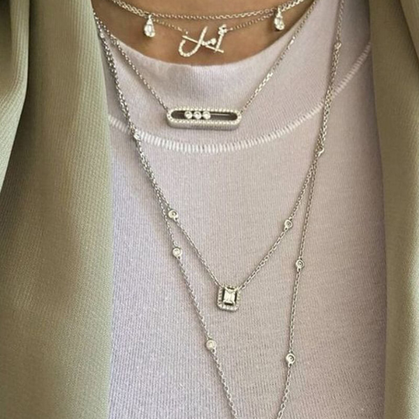 Elegant Halskæde med Bevægelses-Diamanter – Glitrende og Dynamisk Design Necklaces Tech Butik