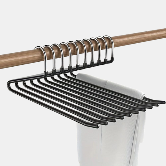 Goose Neck Z-buksebøjle – Pladsbesparende, Skridsikker Organizer til Pæne Garderober Living Room Storage Tech Butik Stråle Sort 10 stykker