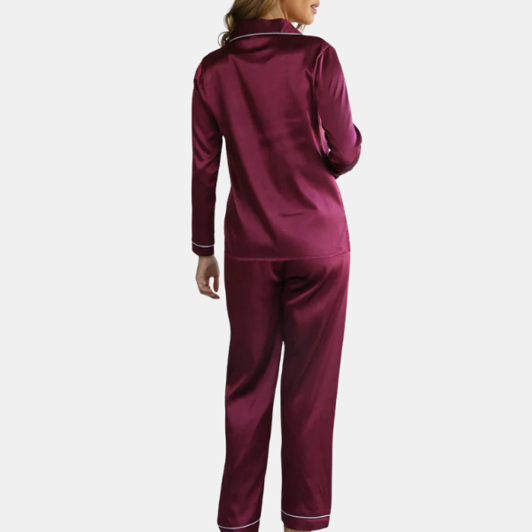 Dame Pyjamasæt med Lange Ærmer – Komfort med Knappelukning til Afslapning Loungewear Set Tech Butik