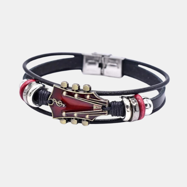 Guitar Læderarmbånd – Stilfuldt Tilbehør til Musikelskere Bracelets Tech Butik Rød
