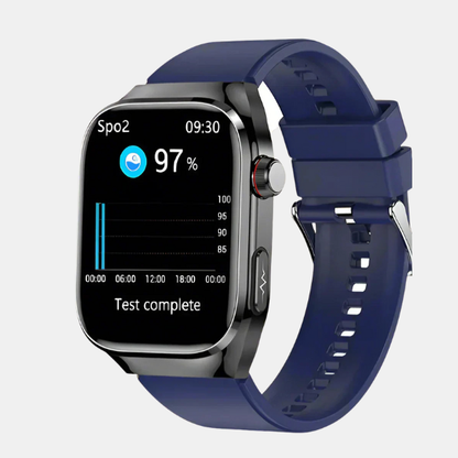 Alt-i-én Sundhedsovervågnings Smartwatch – Fitness- & Wellnessmonitor Smartwatch Tech Butik Blå Læder