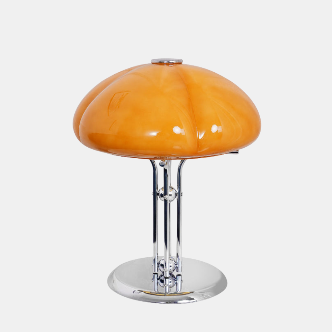 Stilfuld Quadrifoglio bordlampe – elegant firkløverdesign til unik hjemmebelysning Table lamp Tech Butik Orange og krom ∅ 11.8″ x H 14.2″ / Dia 30 cm x H 36cm US Stik