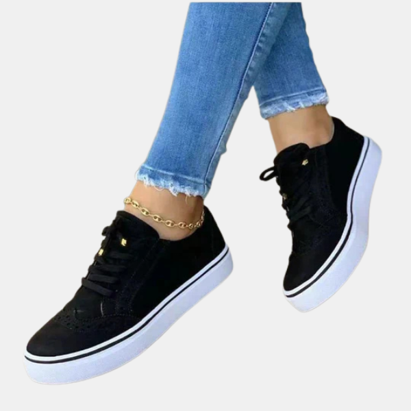 Trendy Kvinde Snørebåndssneakers – Alsidigt Fodtøj til Komfort Hele Dagen Shoes Tech Butik Sort 3