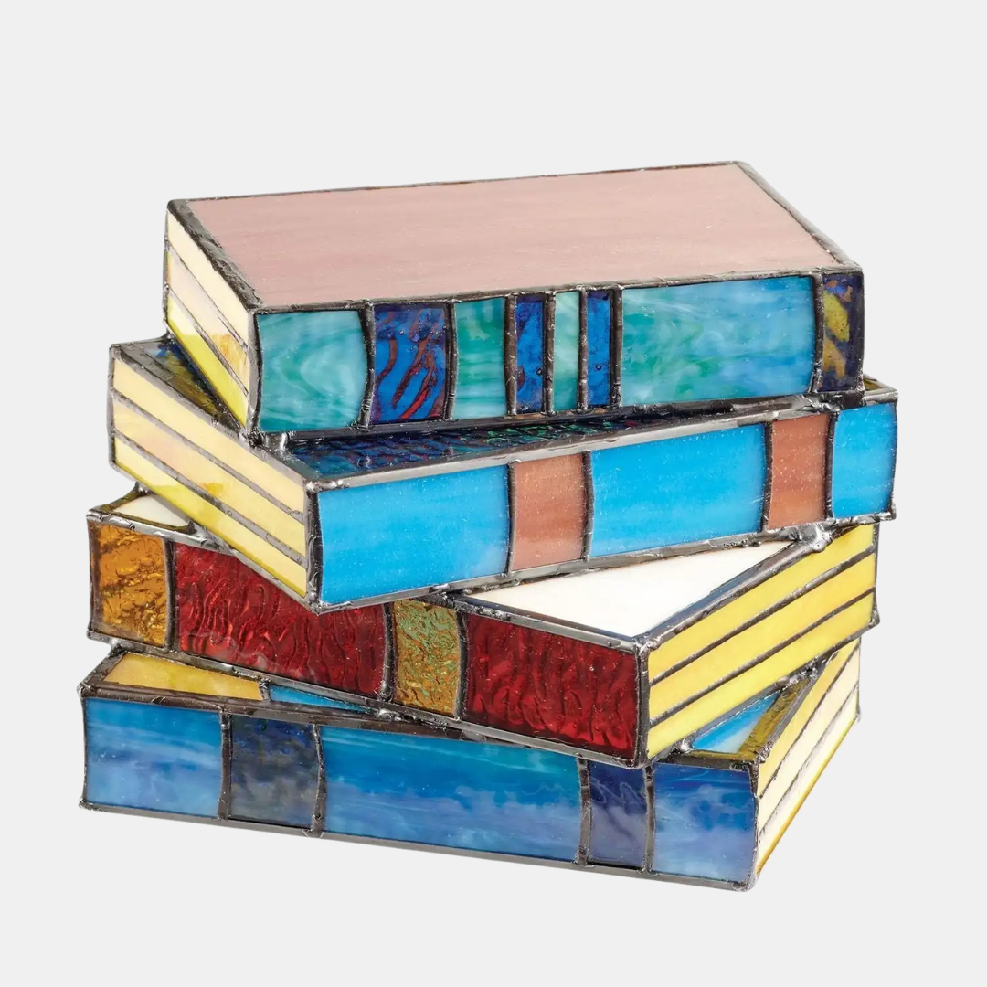 Glas Boglæselampe – Kunstnerisk Belysning Inspireret af Litteratur Lamp Tech Butik Mængdefarvet