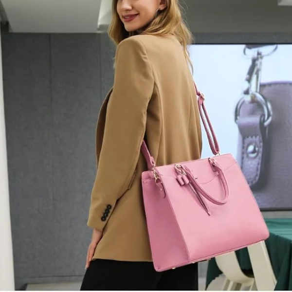 Vandafvisende PU Læder Tote Taske – Multi-lomme Laptop Taske til Kvinders Daglige Brug Bags Tech Butik