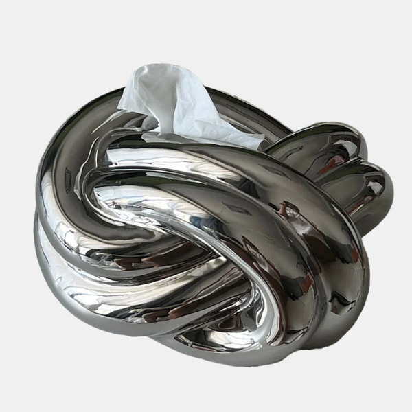 Moderne Keramisk Knude Silkepapiræske – Dekorativ Opbevaring af Servietter i Porcelæn Home & Decor Tech Butik Sølv