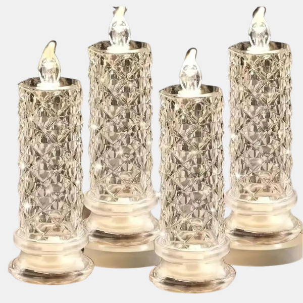 Elegant krystal LED-stearinlyssæt – Varm hvid glød til alle årstider Home & Decor Tech Butik