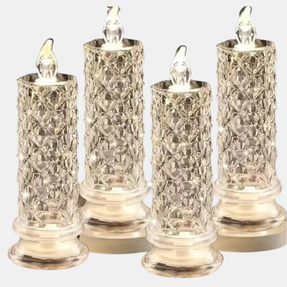 Elegant krystal LED-stearinlyssæt – Varm hvid glød til alle årstider Home & Decor Tech Butik