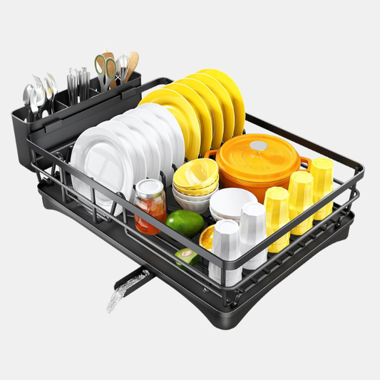 Stort opvaskestativ med afdrypningsbræt – Rustfrit køkkenarrangør og bestikholder Kitchen Accessories Tech Butik 1 Opvaskestativ