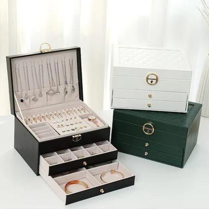 Flerlags Læder Smykkeskrin – Klassisk Design med Rigelig Opbevaringsplads Jewelry Tech Butik