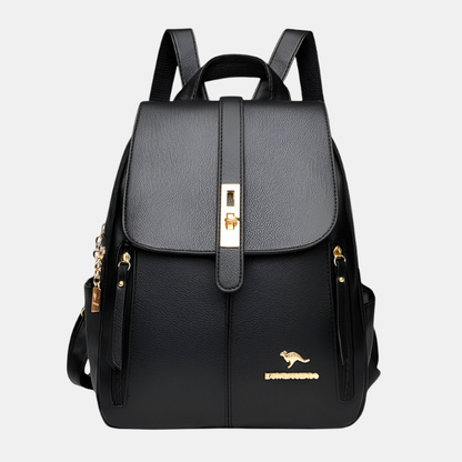 Dame Rygsæk i Læder – Elegant Hverdagsbæretaske med Moderne Design Bags Tech Butik Sort