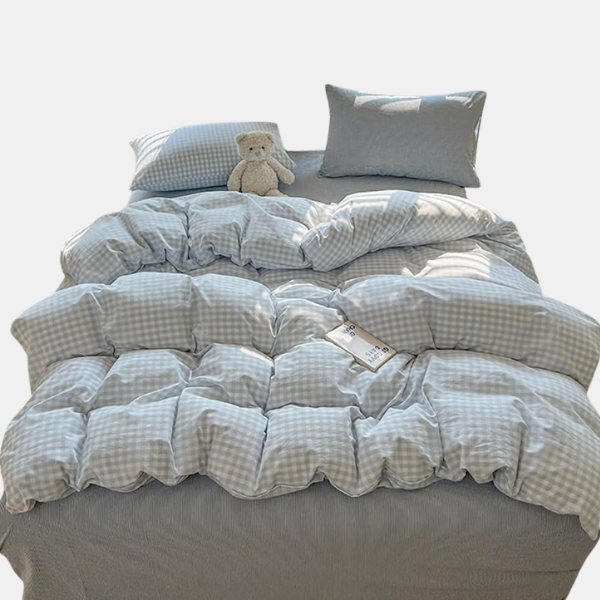 Dobbeltsidet Pastelternet Sengetøjssæt – Vendbar Komfort med Bløde Farver Bed Sets Tech Butik Blå Enkelt