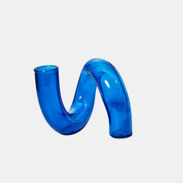 Koboltblå blæst glaslysestager – Elegant håndlavet dekoration til stemningsfuld belysning Candle Holders Tech Butik Løkke