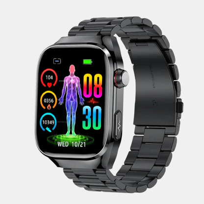 Alt-i-én Sundhedsovervågnings Smartwatch – Fitness- & Wellnessmonitor Smartwatch Tech Butik Sort stål 2A