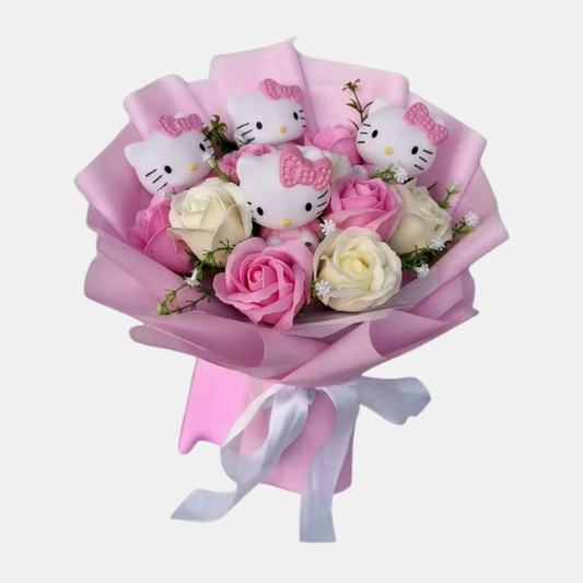 Hello Kitty Blomsterbuket – Bedårende blomsterarrangement til glædelige gaver Home & Decor Tech Butik 4 Lyserød