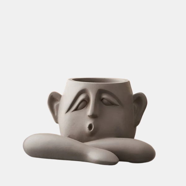 Menneskehoved Blomster­vase – Kunstnerisk Planteskulptur Dekoration Home & Decor Tech Butik Læggende Hoved | 11cm