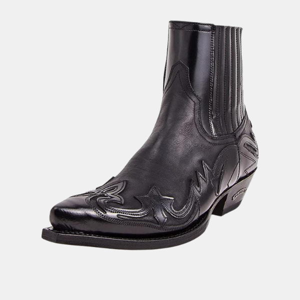 Premium Læder Cowboy Støvler – Klassisk Western Stil Boots Tech Butik Sort 38