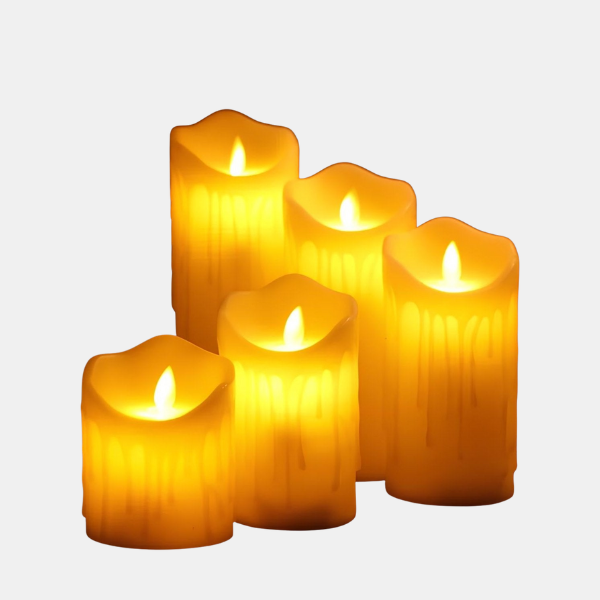 Moderne Flammeløse Blok Stearinlys – Elegant Stemningslys Uden Flamme Home & Decor Tech Butik Smeltelys - 5 stk.