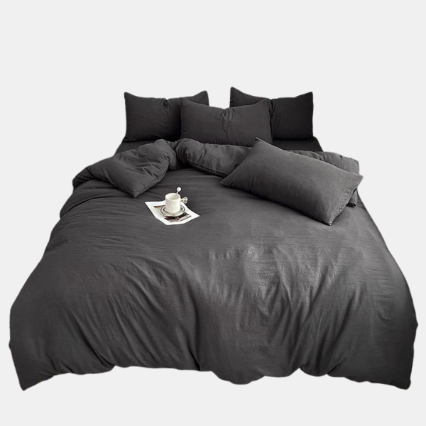 Minimalistisk Bomulds Sengetøjssæt – Enkel Elegance med Hygge og Komfort Bedding Tech Butik Trækul Tvilling