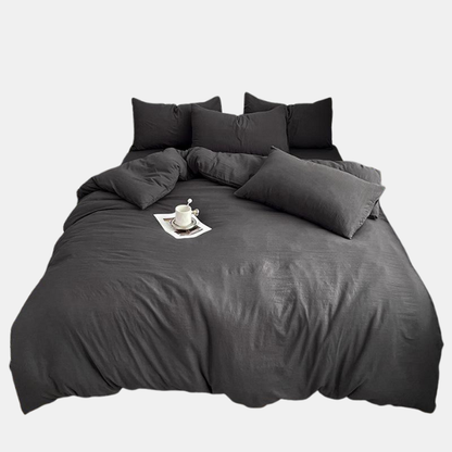 Minimalistisk Bomulds Sengetøjssæt – Enkel Elegance med Hygge og Komfort Bedding Tech Butik Trækul Tvilling