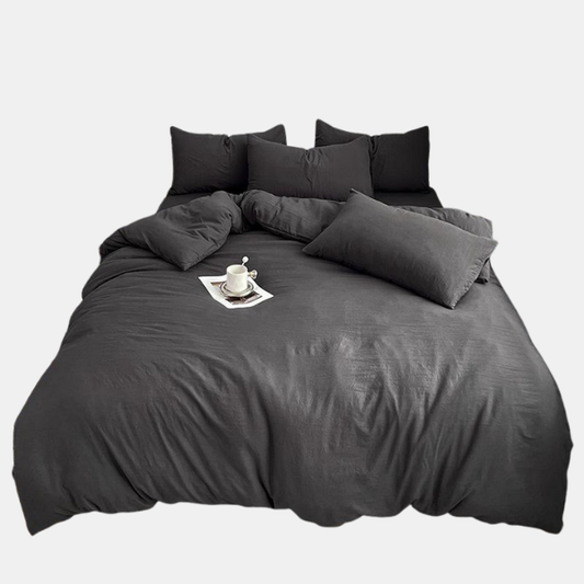 Minimalistisk Bomulds Sengetøjssæt – Enkel Elegance med Hygge og Komfort Bedding Tech Butik Trækul Tvilling