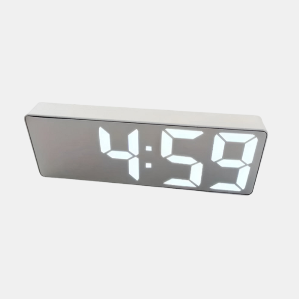 Digital LED Spejl Vækkeur – Elegant Ur med Klar Skærm og Smarte Funktioner Clocks Tech Butik Spejl hvid