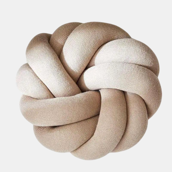 Dekorativ Bomulds Knude Pude – Stilfuldt & Hyggeligt Hjemmelement Pillows Tech Butik Beige 25x30 cm
