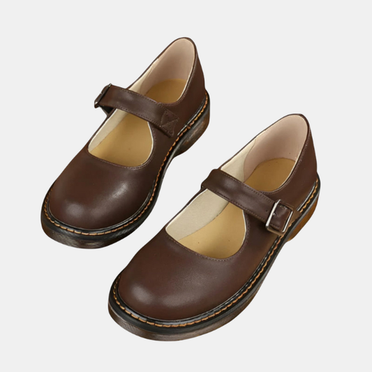 Vintage-inspirerede Lædersko til Kvinder – Elegant Strop & Komfort Hele Dagen Shoes Tech Butik Brun 34