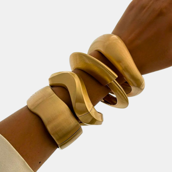 Golden Tide Vintage Armbånd – Børstet Metal Skulpturelt Sæt Bracelets Tech Butik