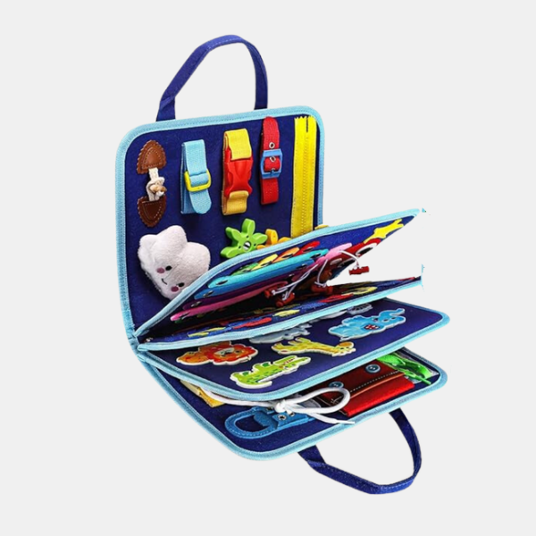 Montessori Busy Board til Småbørn – Sanselig Læring & Finmotorisk Legetøj Toys Tech Butik Blå